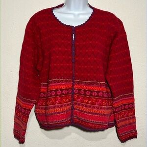 mfaBoston Vintage Nordic Fair Isle Button Down Boxy Cropped Sweater Size  XL